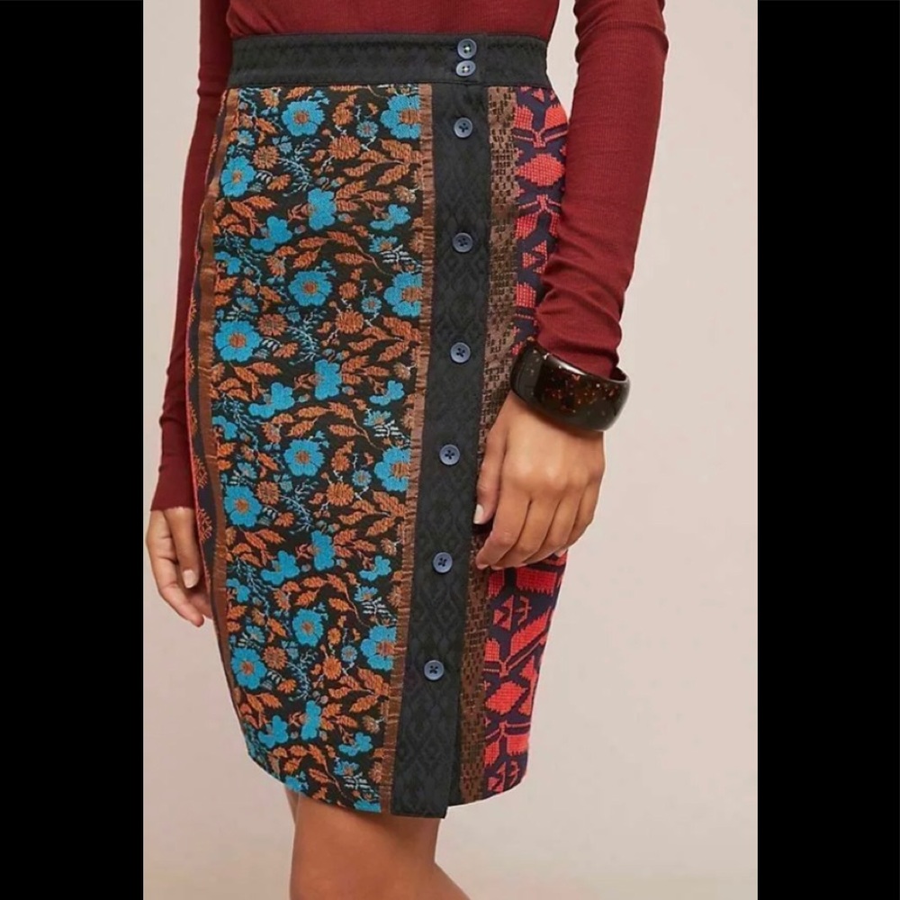 NWT Anthropologie Dolan Jacquard Pencil Skirt XL